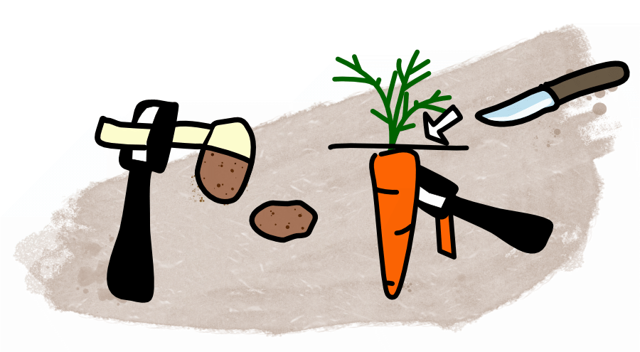 Kartoffeln und Karotte schälen